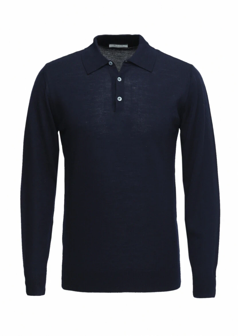 Navy Blue Knitwear Sweatshirt - 5