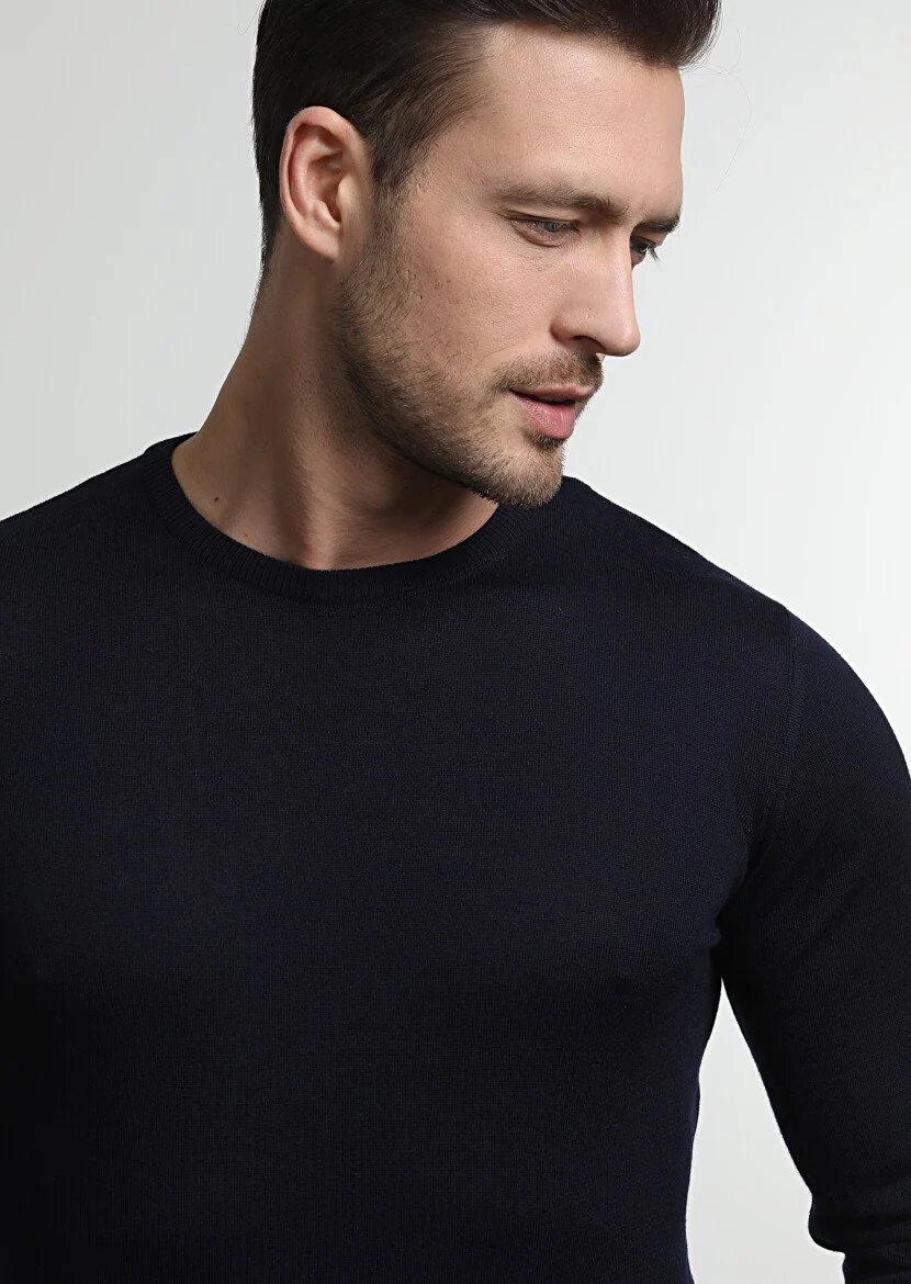 Navy Blue Knitwear Sweatshirt 