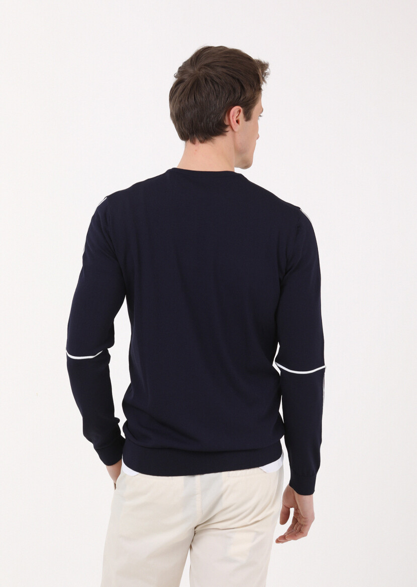 Navy Blue Knitwear Sweatshirt - 4