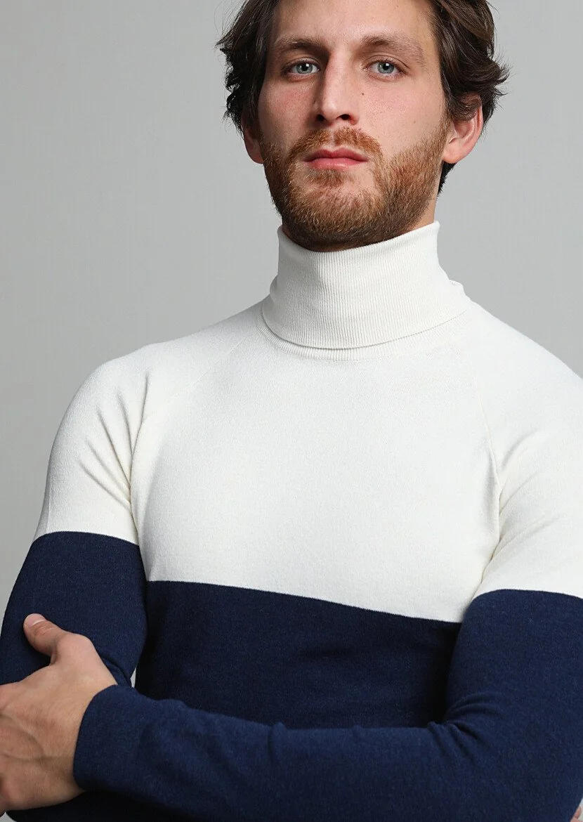 Navy Blue Knitwear Sweatshirt - 1
