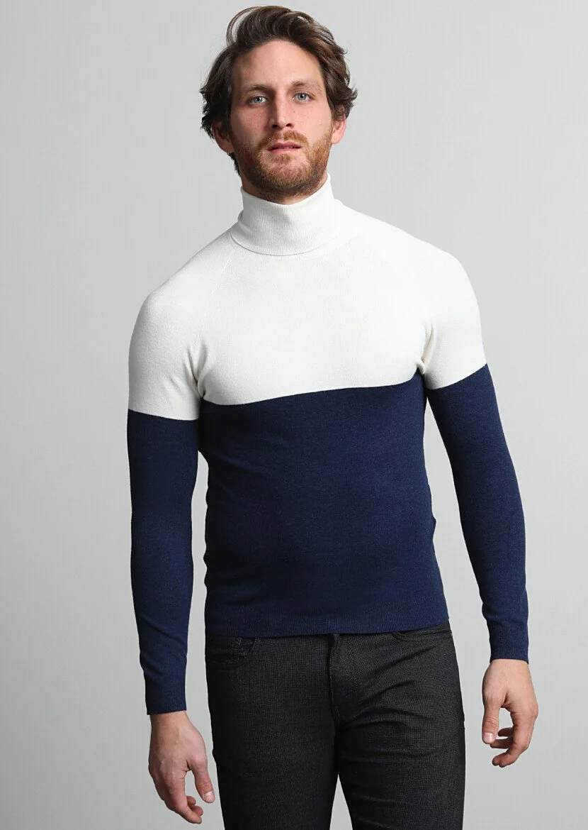 Navy Blue Knitwear Sweatshirt - 2