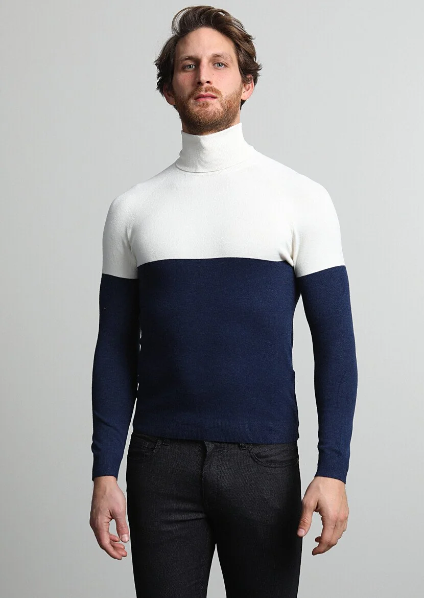 Navy Blue Knitwear Sweatshirt - 3