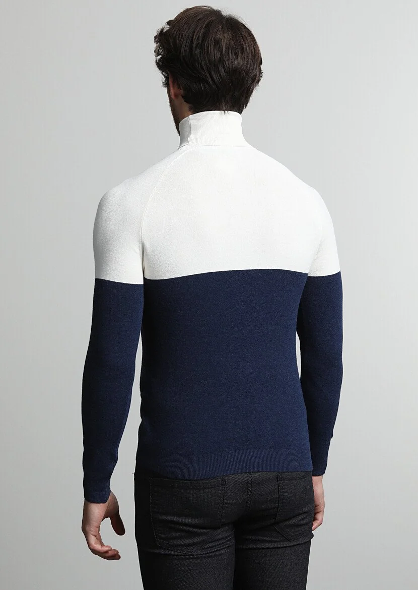 Navy Blue Knitwear Sweatshirt - 4