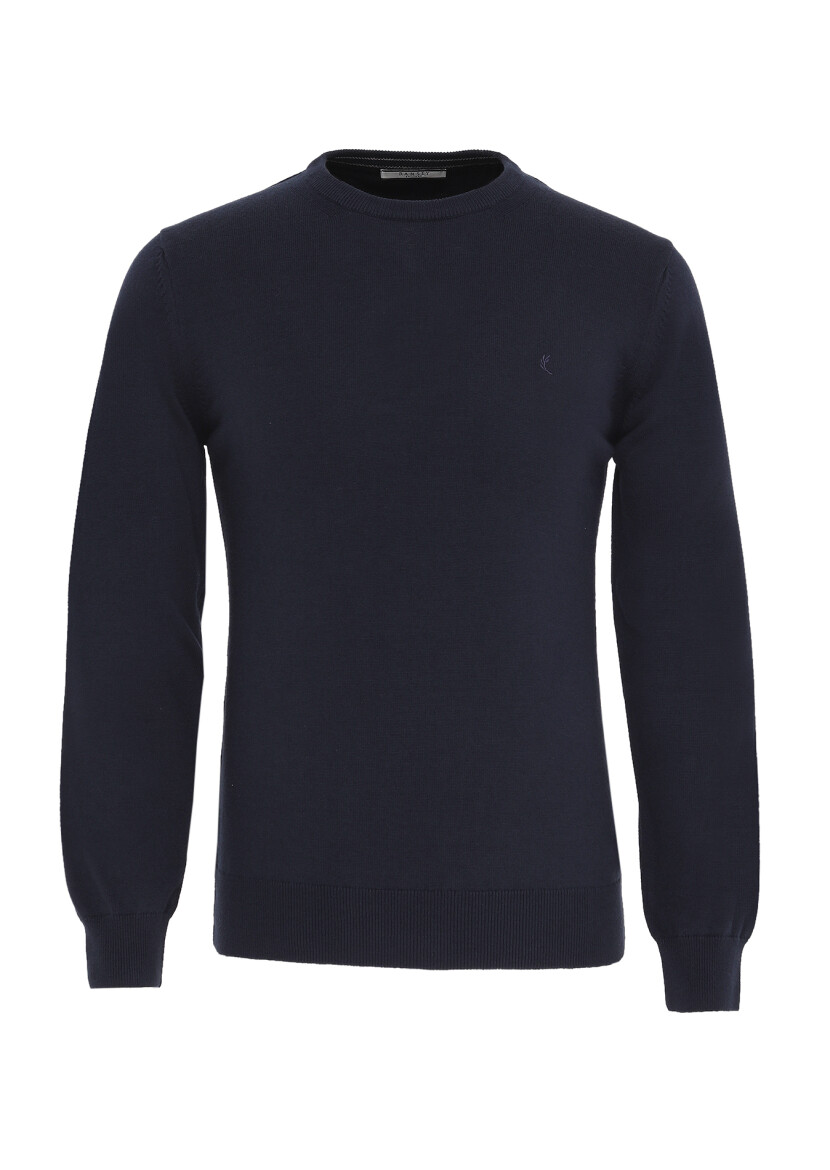 Navy Blue Knitwear Sweatshirt - 1