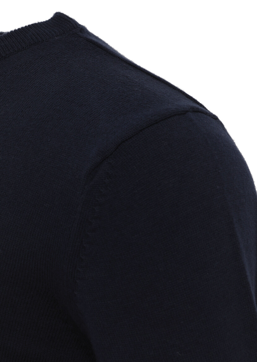 Navy Blue Knitwear Sweatshirt - 3