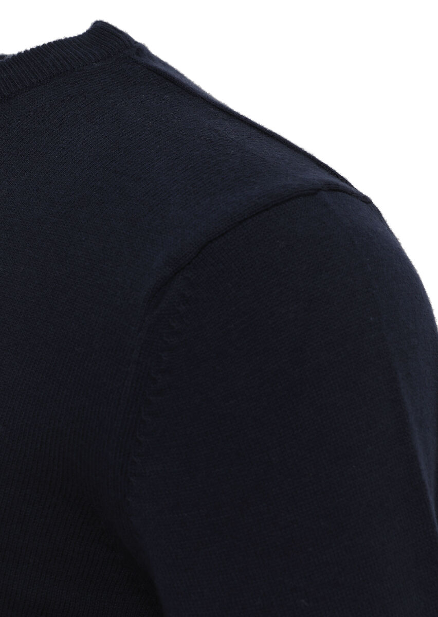 Navy Blue Knitwear Sweatshirt - 3