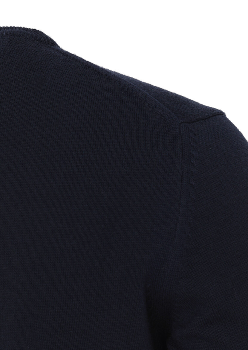 Navy Blue Knitwear Sweatshirt - 4
