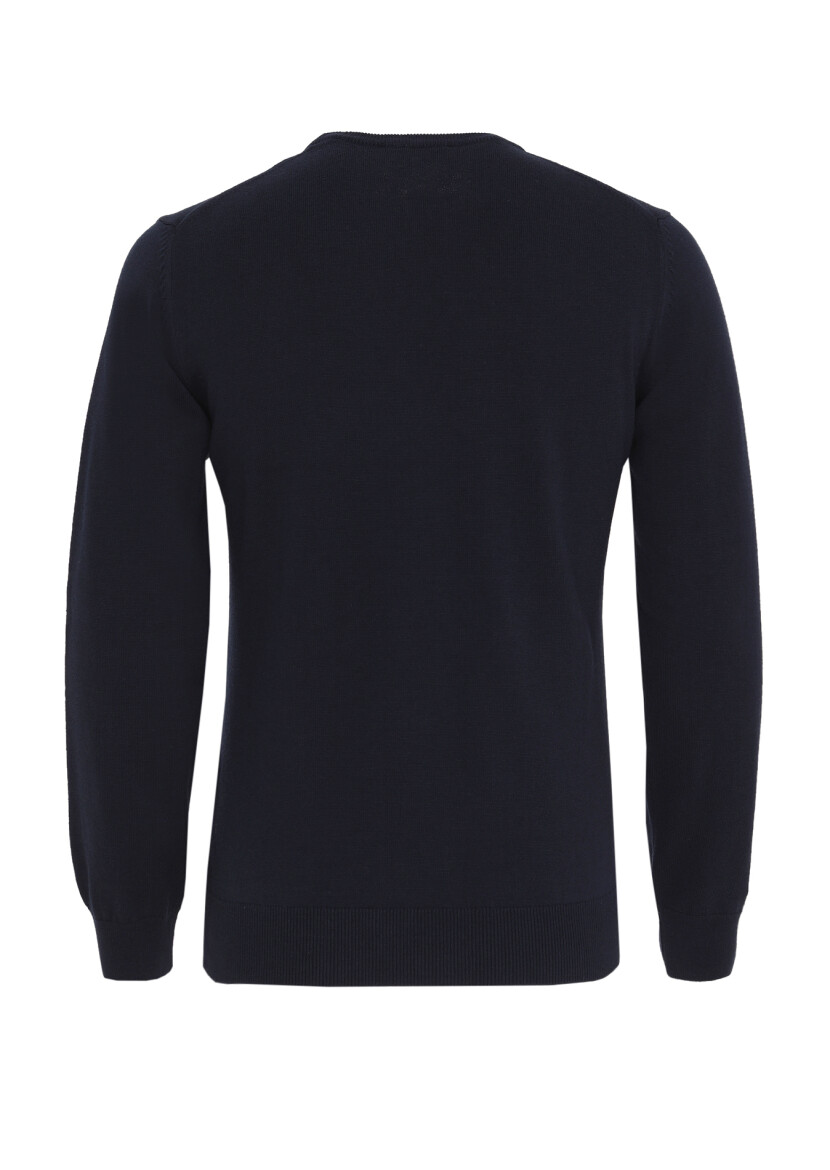 Navy Blue Knitwear Sweatshirt - 5