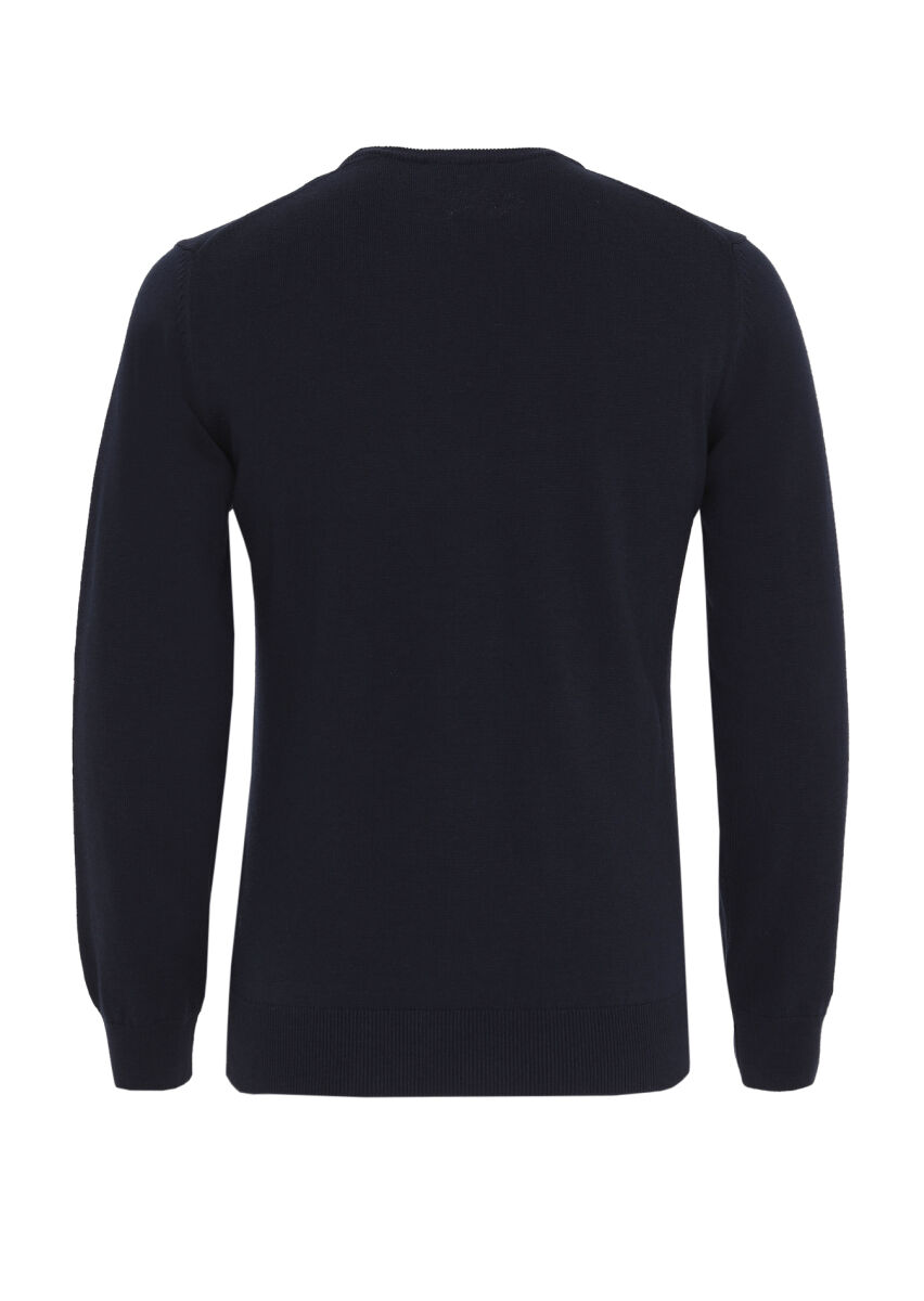 Navy Blue Knitwear Sweatshirt - 5