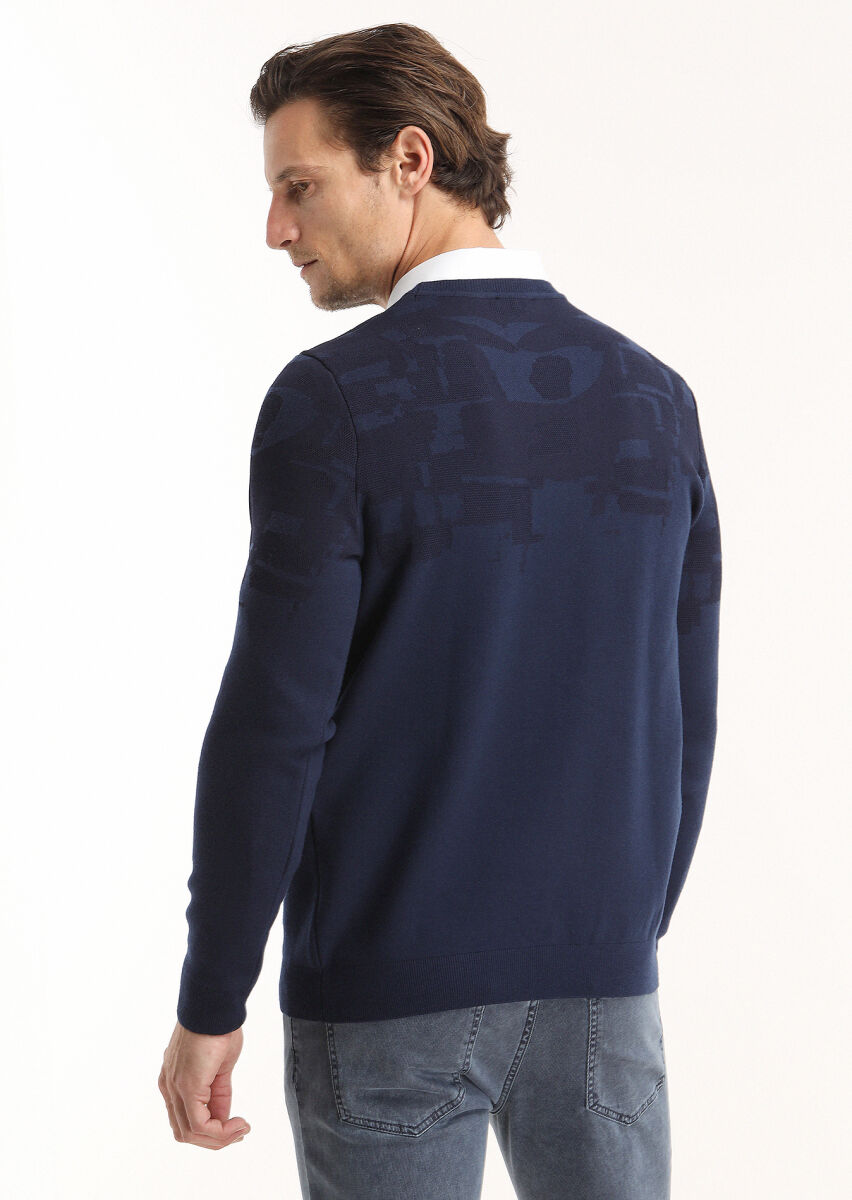 Navy Blue Knitwear Sweatshirt - 4