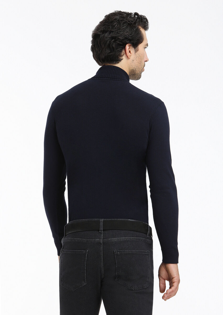 Navy Blue Knitwear Sweatshirt - 4