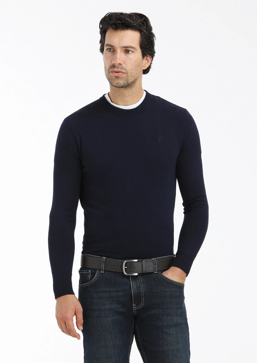Navy Blue Knitwear Sweatshirt 
