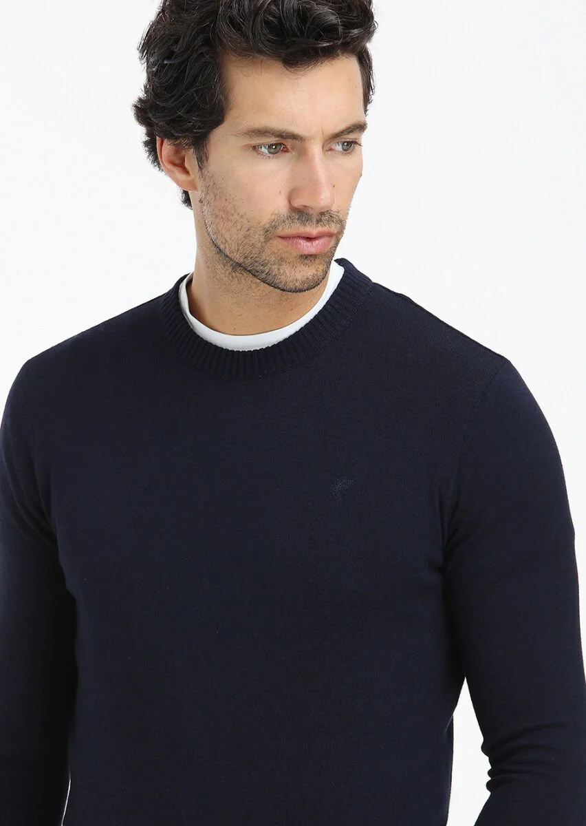 Navy Blue Knitwear Sweatshirt - 3