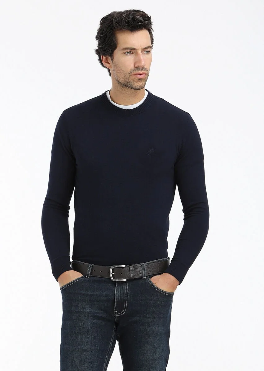 Navy Blue Knitwear Sweatshirt - 4