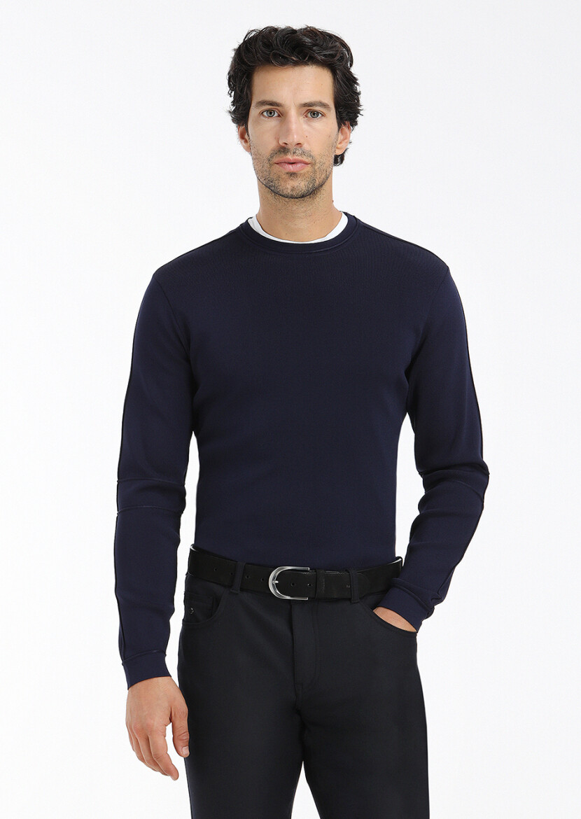 Navy Blue Knitwear Sweatshirt 