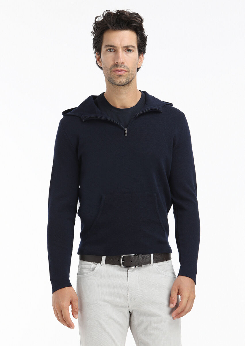 Navy Blue Knitwear Sweatshirt - 3