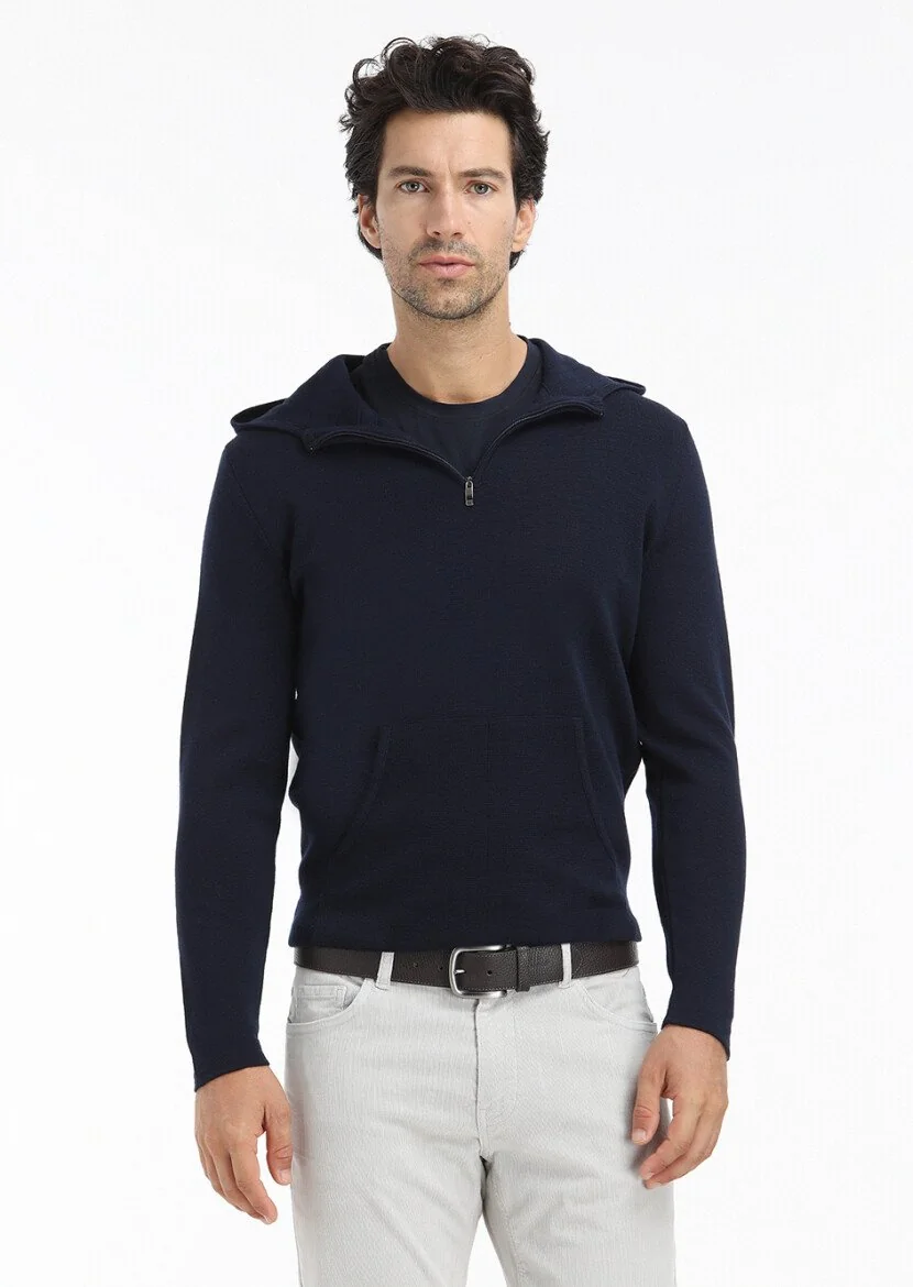 Navy Blue Knitwear Sweatshirt - 3