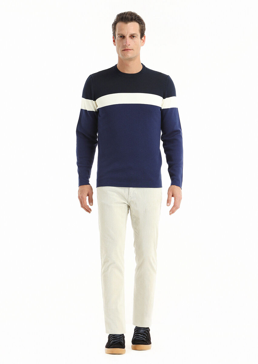 Navy Blue Knitwear Sweatshirt - 1