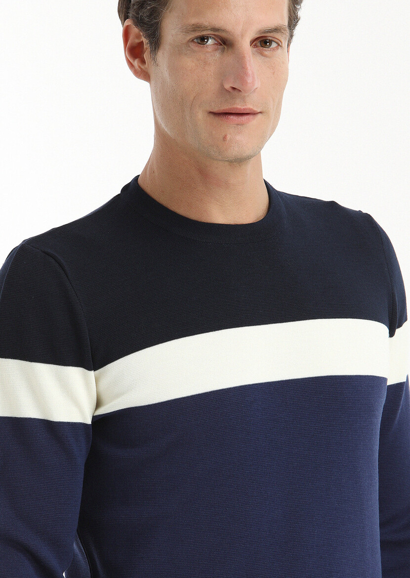 Navy Blue Knitwear Sweatshirt - 3