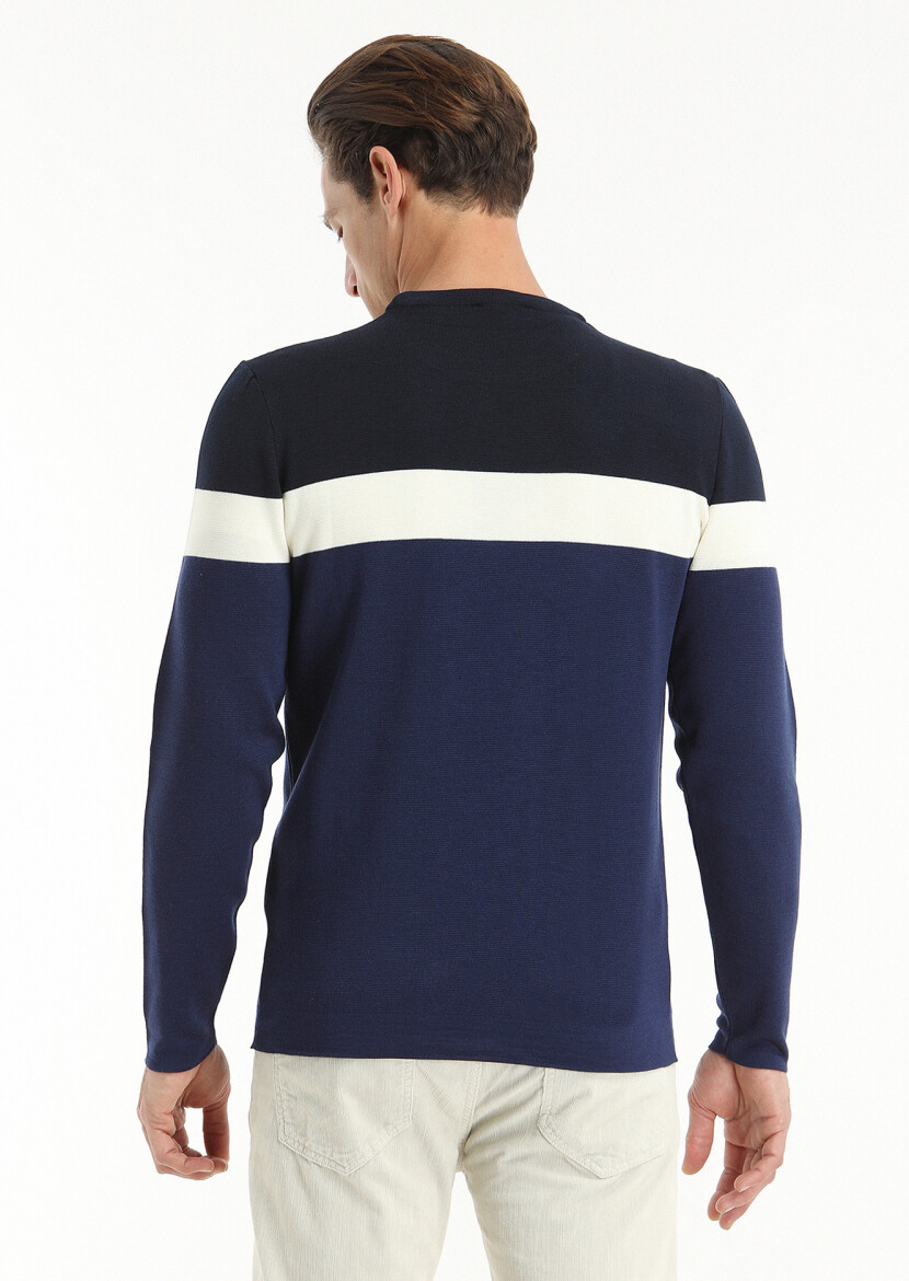 Navy Blue Knitwear Sweatshirt - 5