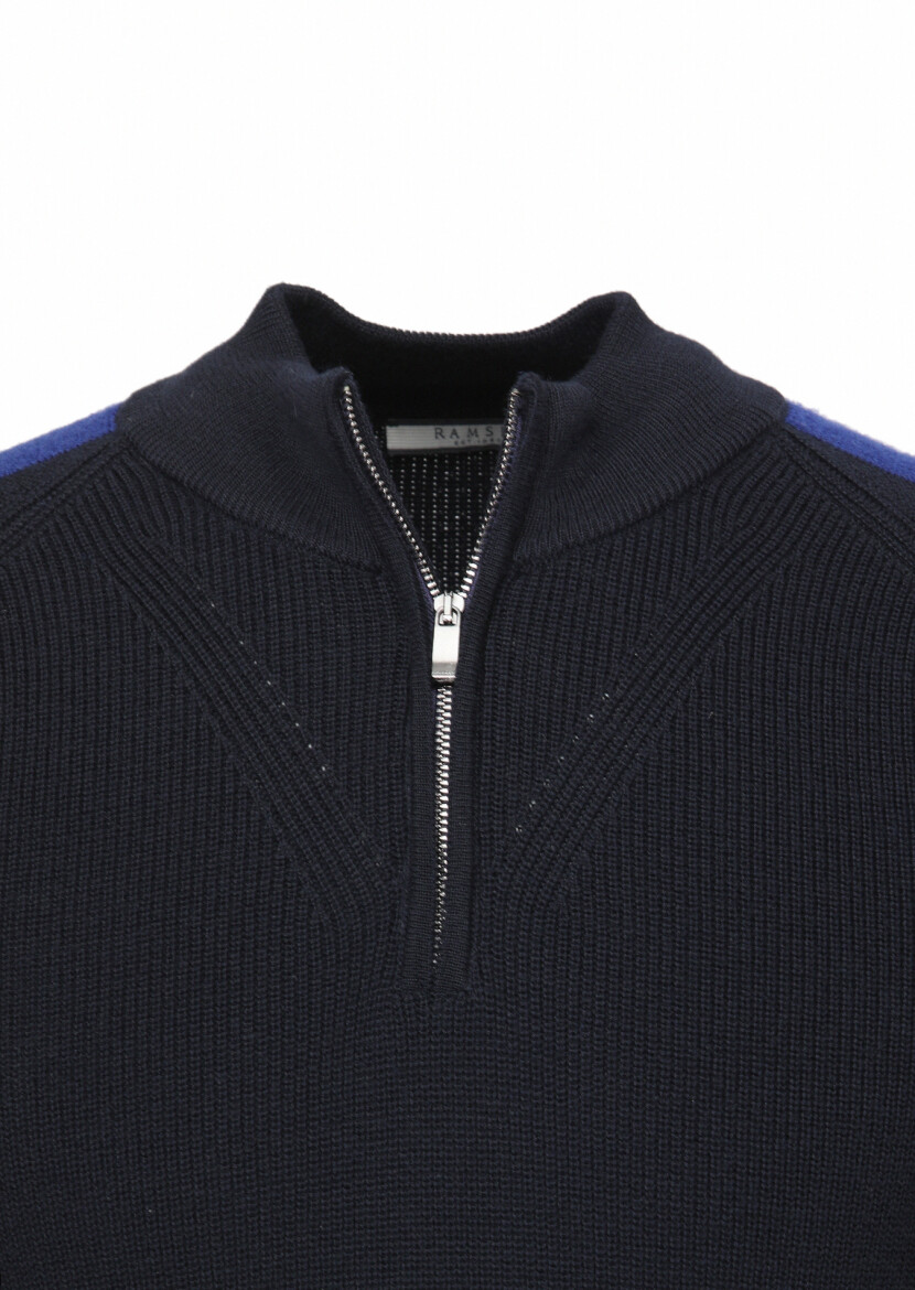 Navy Blue Knitwear Sweatshirt - 2