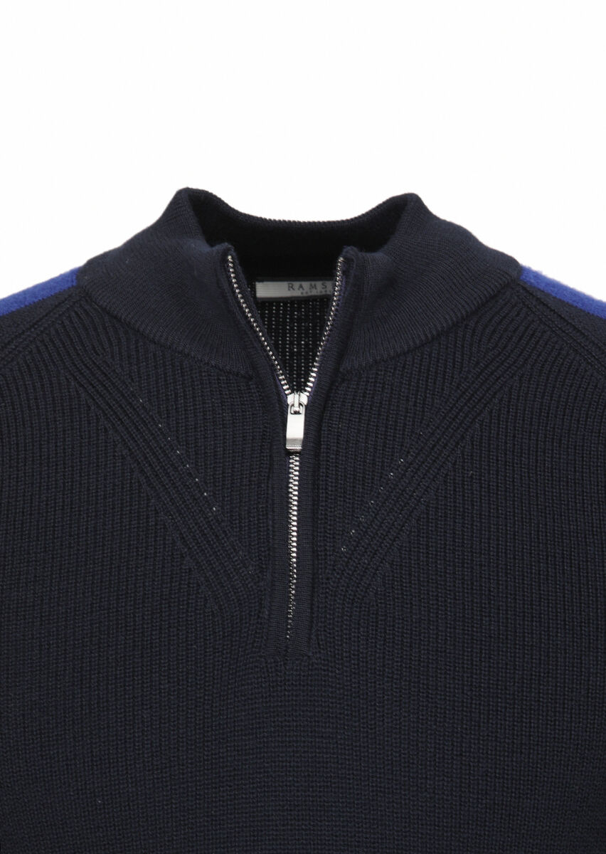Navy Blue Knitwear Sweatshirt - 2