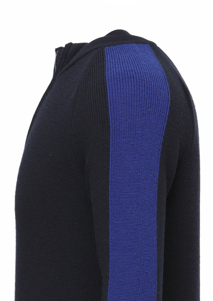 Navy Blue Knitwear Sweatshirt - 3