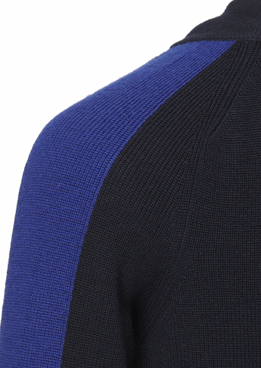 Navy Blue Knitwear Sweatshirt - 4