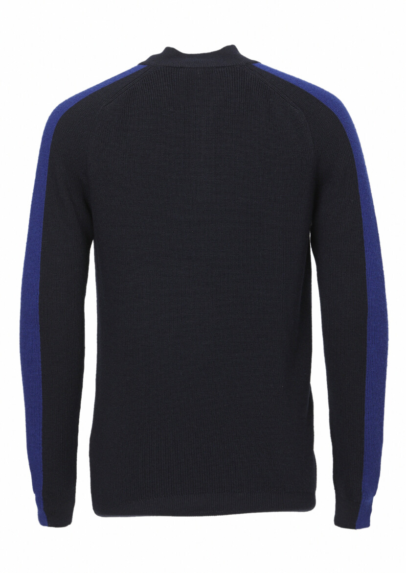 Navy Blue Knitwear Sweatshirt - 5