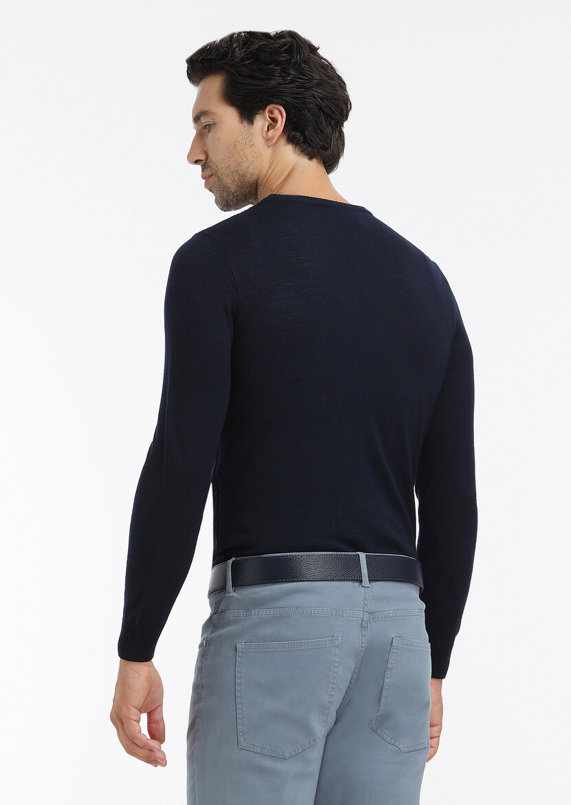 Navy Blue Knitwear Sweatshirt - 5