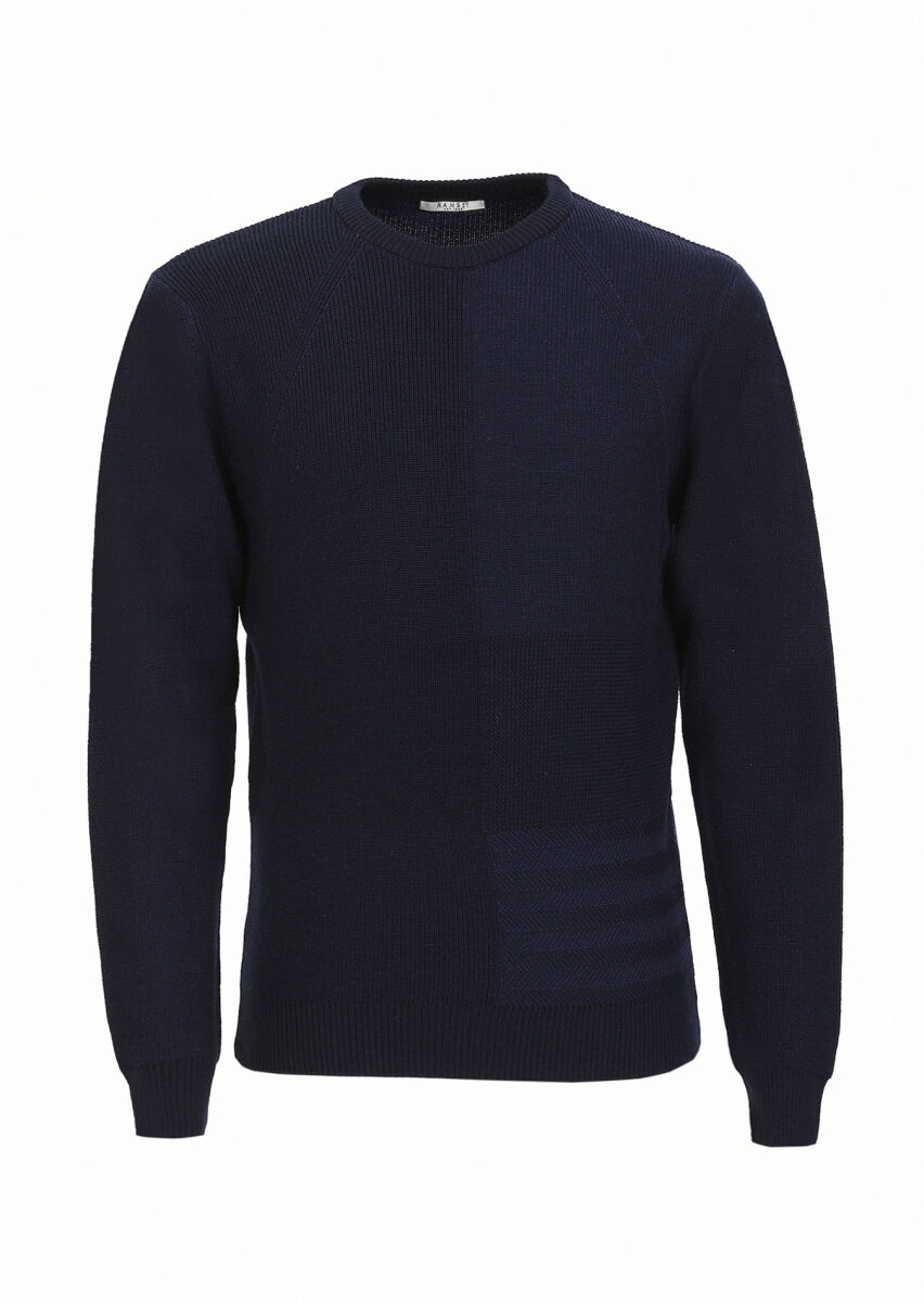 Navy Blue Knitwear Sweatshirt - 3