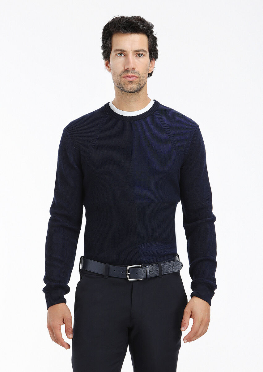 Navy Blue Knitwear Sweatshirt - 3