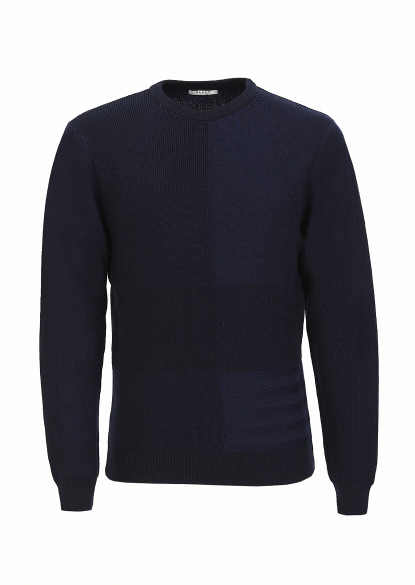 Navy Blue Knitwear Sweatshirt - 5