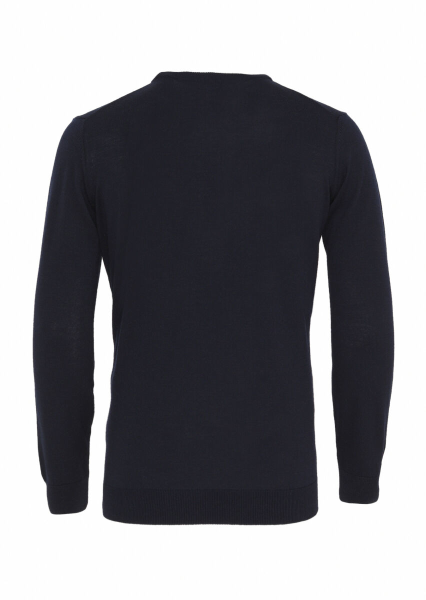 Navy Blue Knitwear Sweatshirt - 4