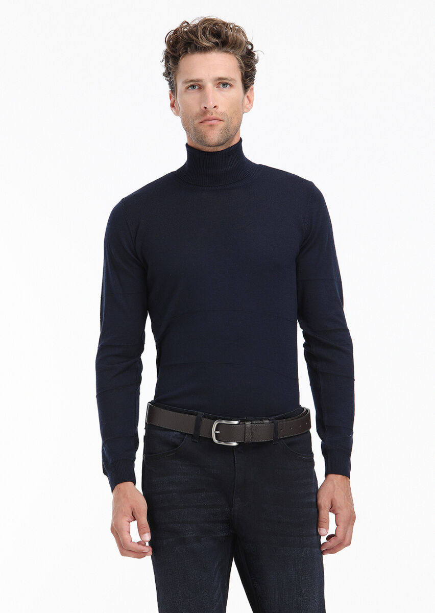 Navy Blue Knitwear Sweatshirt - 4