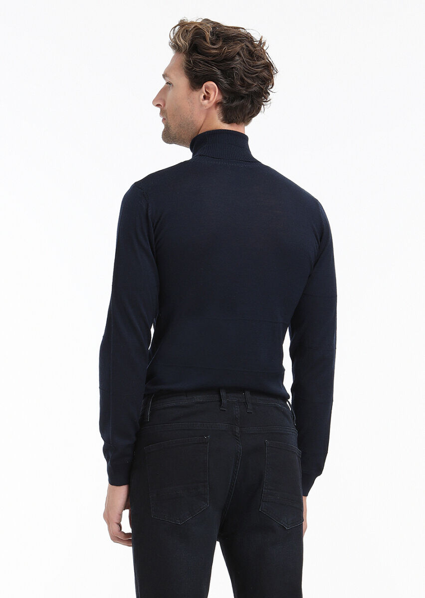 Navy Blue Knitwear Sweatshirt - 5