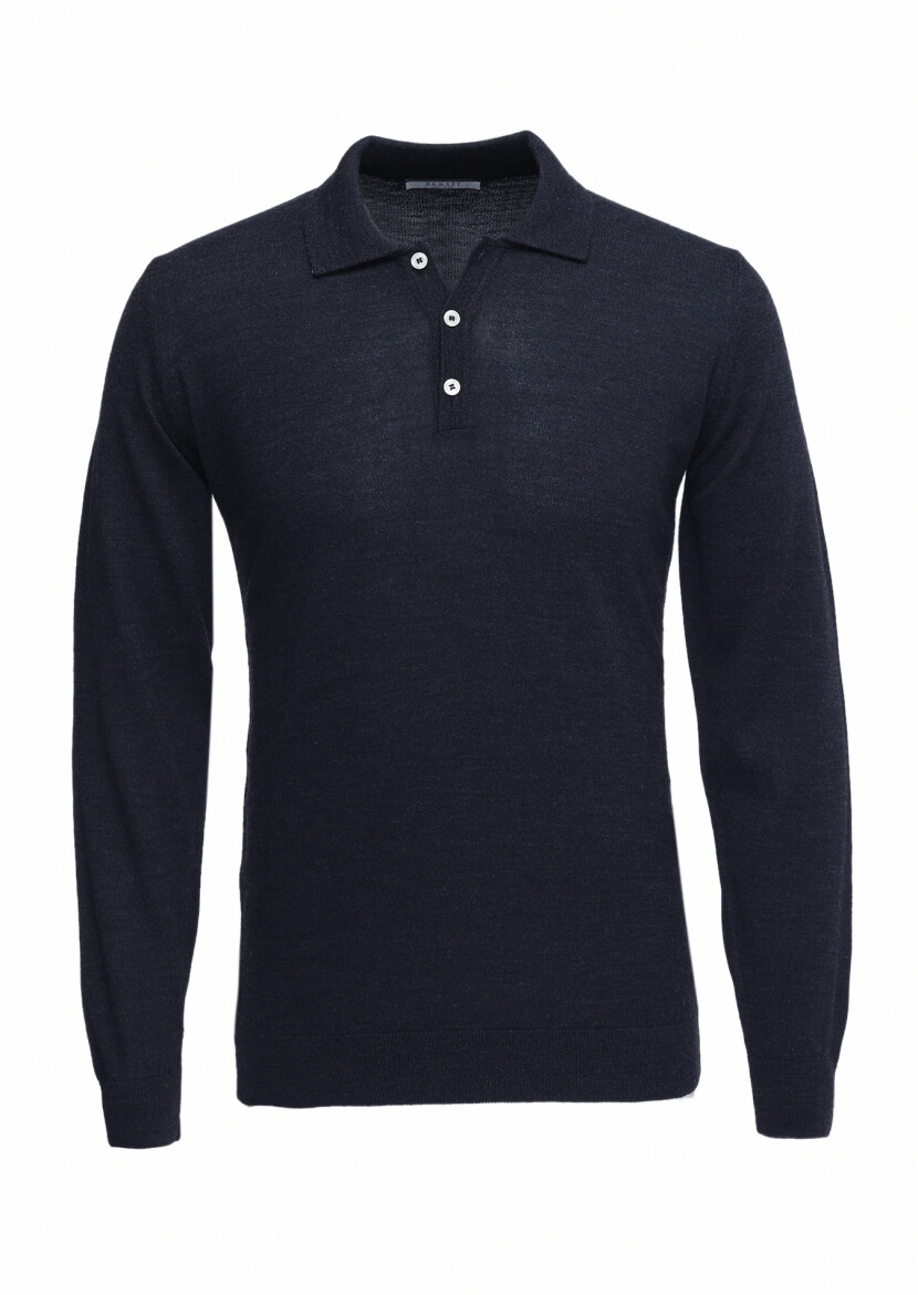 Navy Blue Knitwear Sweatshirt - 5