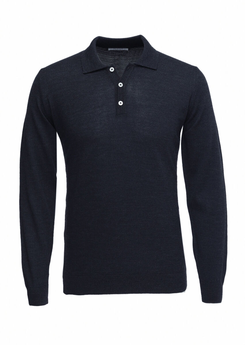 Navy Blue Knitwear Sweatshirt - 5