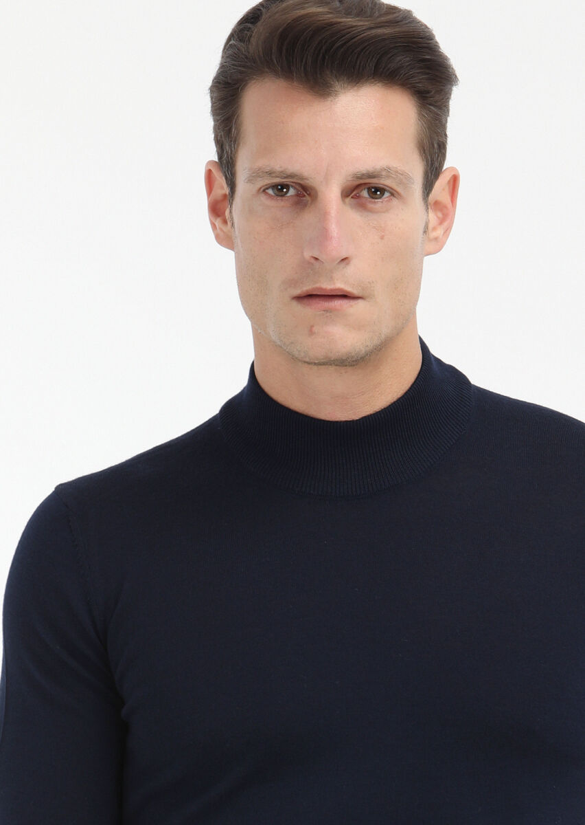 Navy Blue Knitwear Sweatshirt - 3