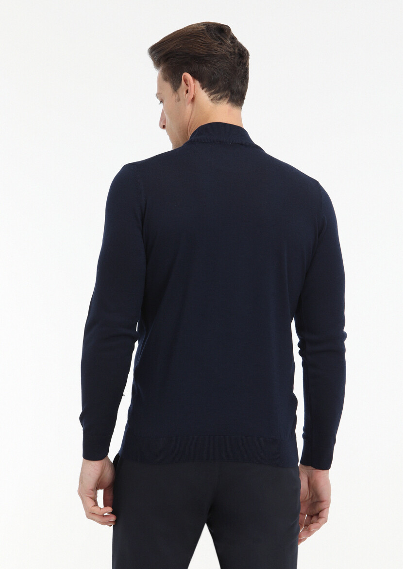 Navy Blue Knitwear Sweatshirt - 4