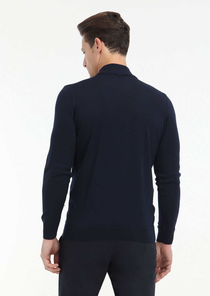 Navy Blue Knitwear Sweatshirt - 4