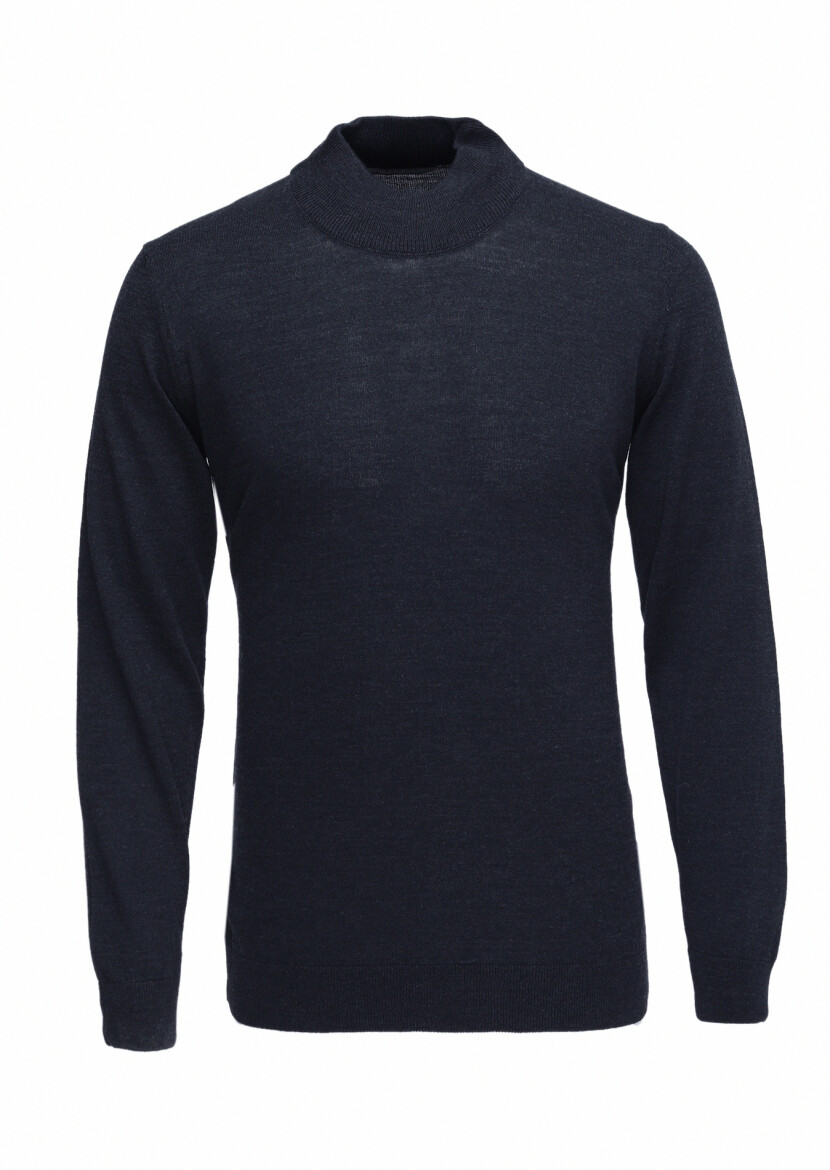 Navy Blue Knitwear Sweatshirt - 5