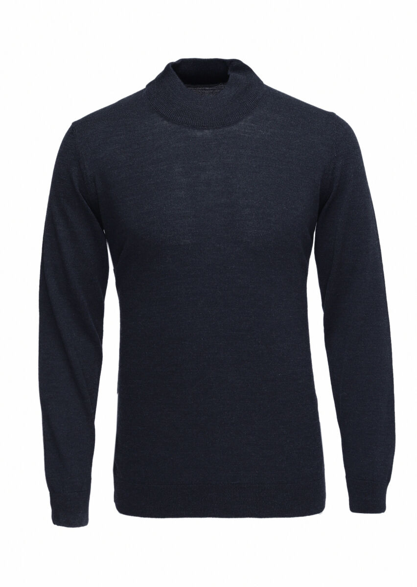 Navy Blue Knitwear Sweatshirt - 5
