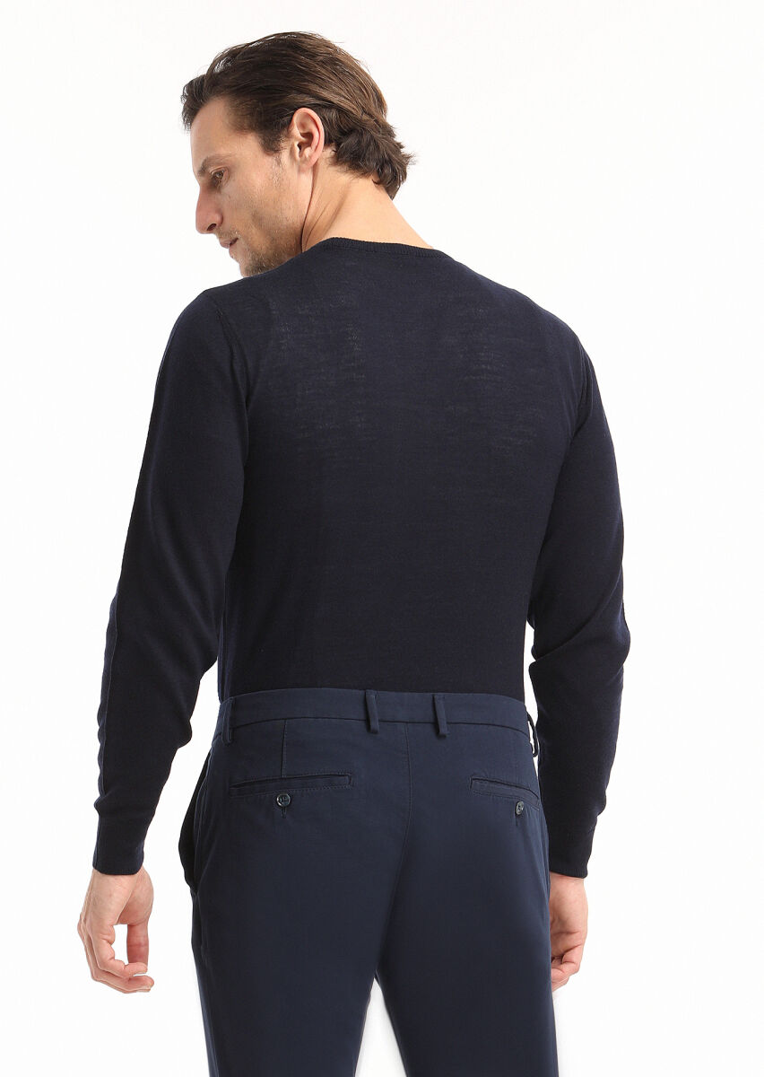Navy Blue Knitwear Sweatshirt - 3