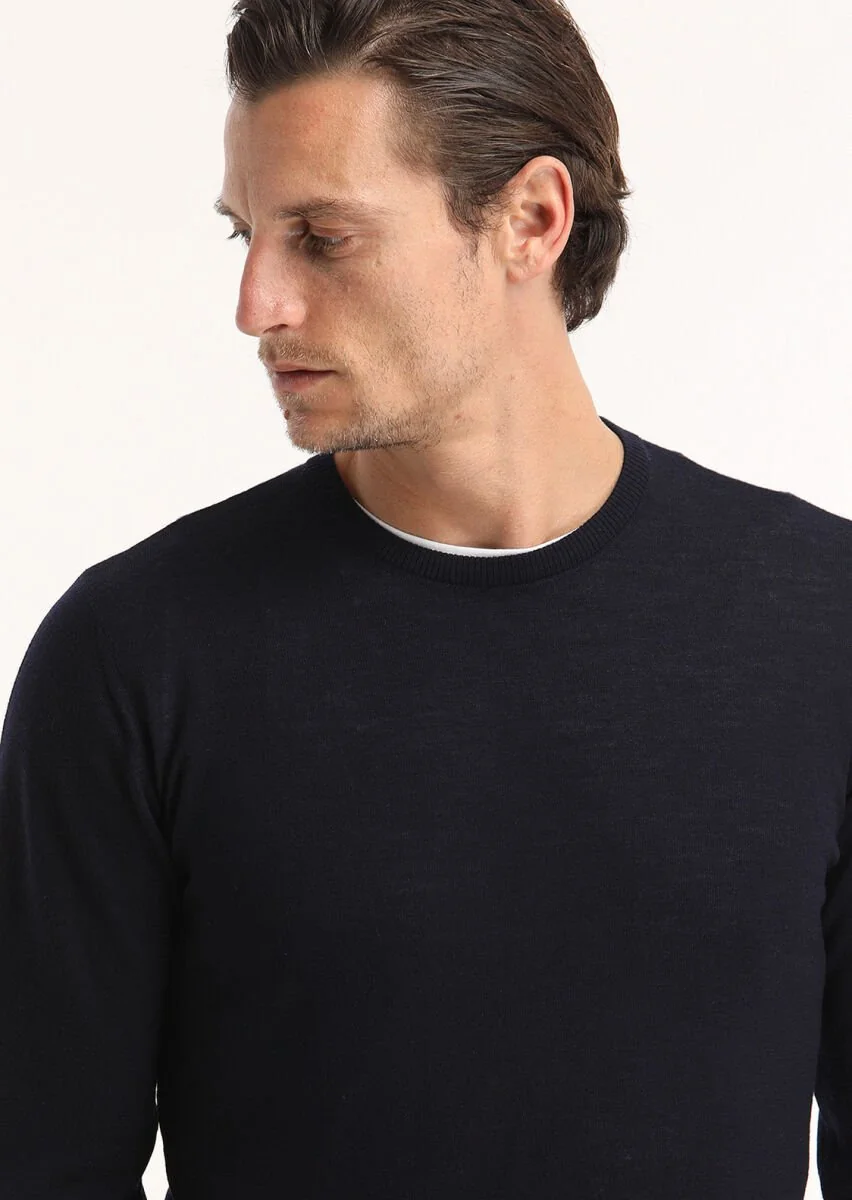 Navy Blue Knitwear Sweatshirt - 3