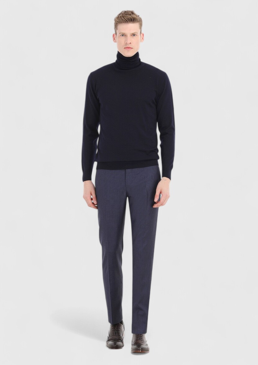 Navy Blue Knitwear Sweatshirt - 1