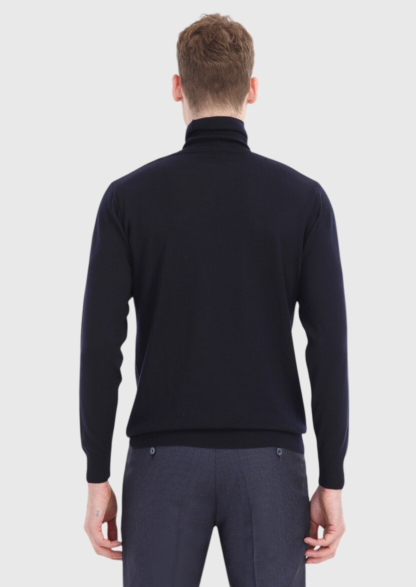 Navy Blue Knitwear Sweatshirt - 5