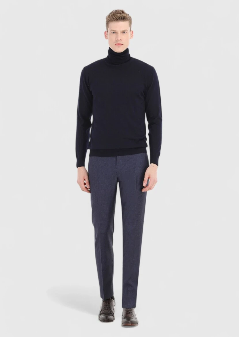 Navy Blue Knitwear Sweatshirt - 1