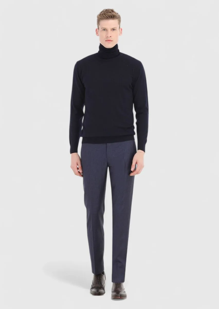 Navy Blue Knitwear Sweatshirt - 1