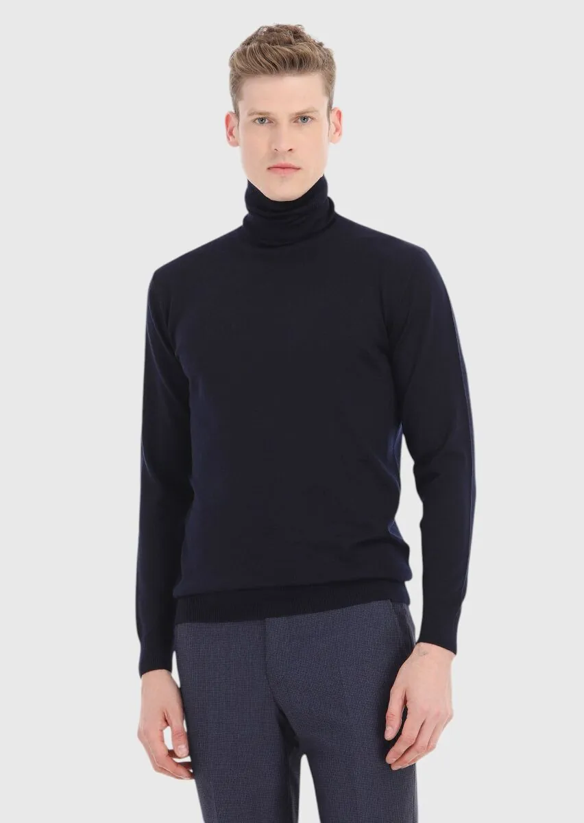 Navy Blue Knitwear Sweatshirt - 2